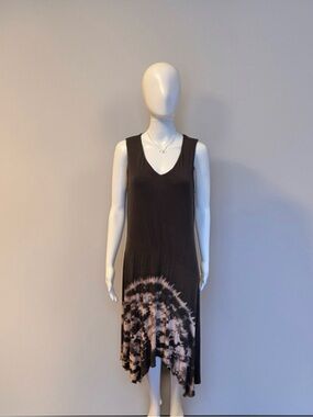 Simply Vera Vera Wang Black Sleeveless Asymmetrical Tie-Dye Hem Dress